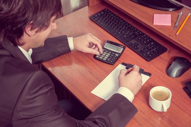 A person filling out tax form 8949, with a calculator and stock trading statements nearby. The image should convey the importance of accurate record-keeping and attention to detail when reporting stock sales.