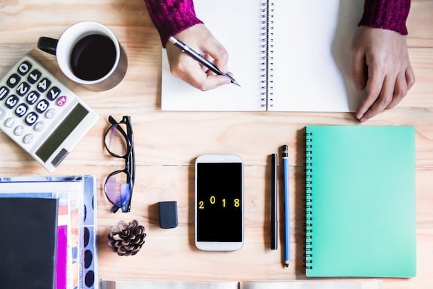 A person sitting at a desk, using a planner to organize tasks and goals for their side hustle. Sticky notes are scattered around, representing various aspects of the business plan.