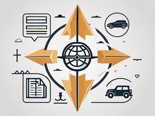 An image of a compass pointing towards a destination labeled 