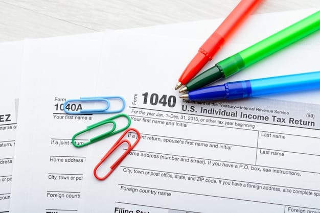 A close-up of a 1040 tax form highlighting the section related to education credits, with a pen pointing to the specific line for the American Opportunity Tax Credit. The background is blurred to focus attention on the form.