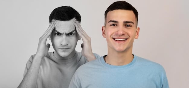 A split image contrasting emotions: one side shows a face expressing fear and anxiety, while the other side shows a face expressing confidence and optimism. This represents the spectrum of investor sentiment.