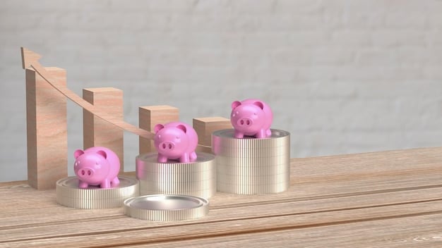 A person putting coins into a piggy bank, with financial graphs in the background, representing saving and investment strategies during inflation.