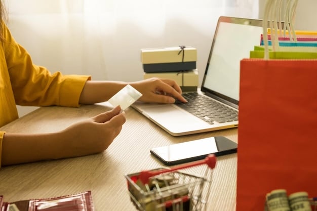 A person using a laptop to research options for consolidating credit card debt, emphasizing the research and decision-making process.