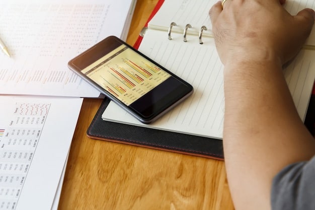 A person using a budgeting app on a smartphone, with charts and graphs illustrating their income and expenses in a clear and user-friendly format.