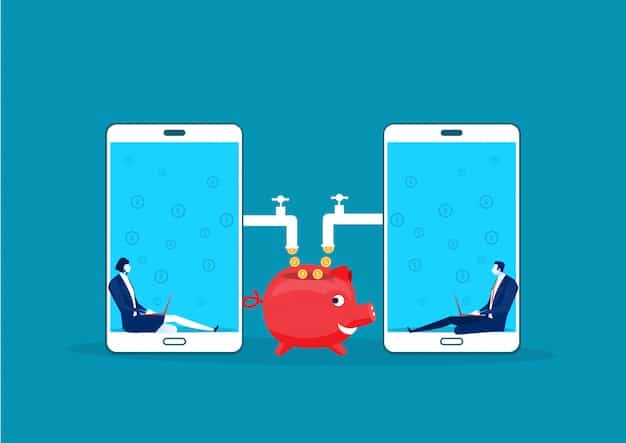 A depiction of automated transfers between bank accounts, visually illustrating how savings can be automated.
