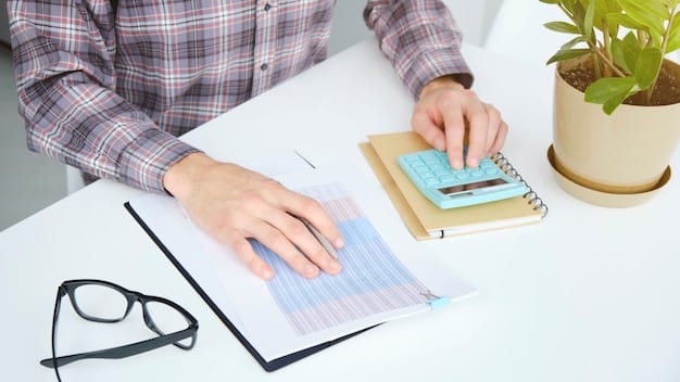 A person pointing at a tax form highlighting the section for tax credits with a focused expression.