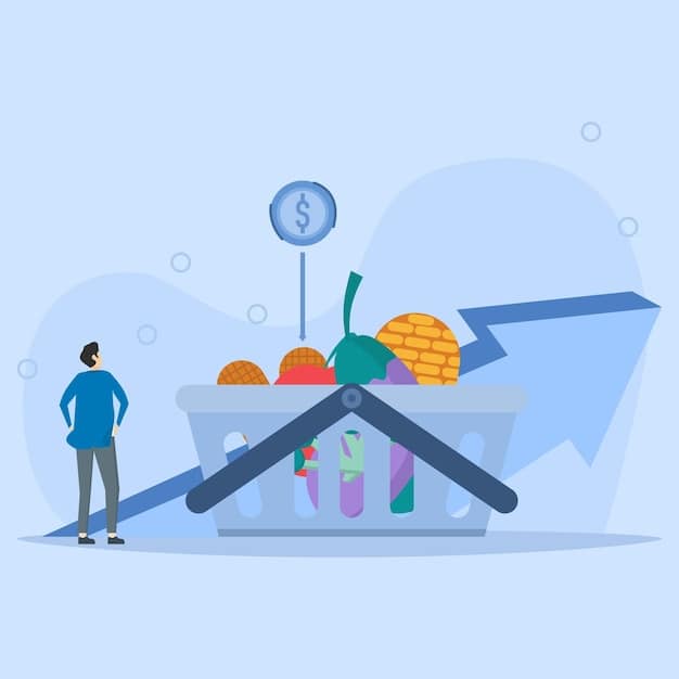 A split image showing (left) consumers struggling with rising grocery prices and (right) business owners facing increased production costs due to inflation.